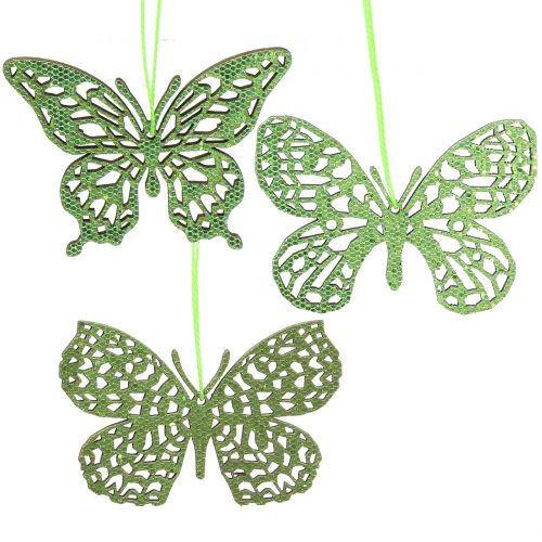 gjenstander Dekorasjonshenger sommerfugl grønn glitter8cm 12stk