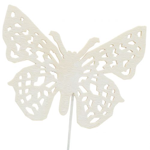 gjenstander Blomsterplugg sommerfugl hvit 26cm 15stk