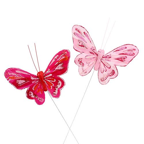 Floristik24 Butterfly 9,5cm rosa 12stk