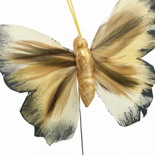 gjenstander Deco sommerfugl, vårdekor, møll på tråd brun, gul, hvit 6×9cm 12stk