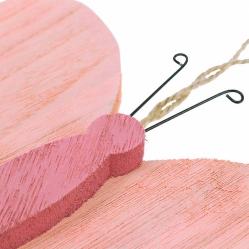 Floristik24 Sommerfugl til oppheng av tre rosa 13cm x 22cm 2stk