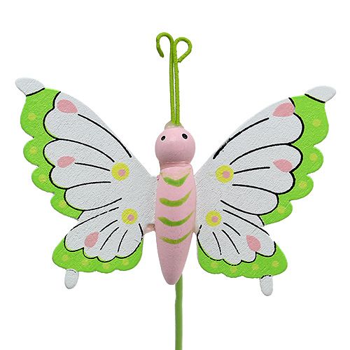 Floristik24 Butterfly on stick wood flerfarget 7,5cm L25cm 12stk
