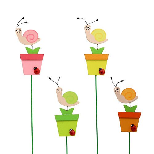 Floristik24 Snegl i potte 8,5cm L 28cm 16 stk