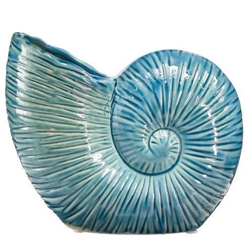 gjenstander Snegl dekorativ vase blomstervase blå keramikk L18cm