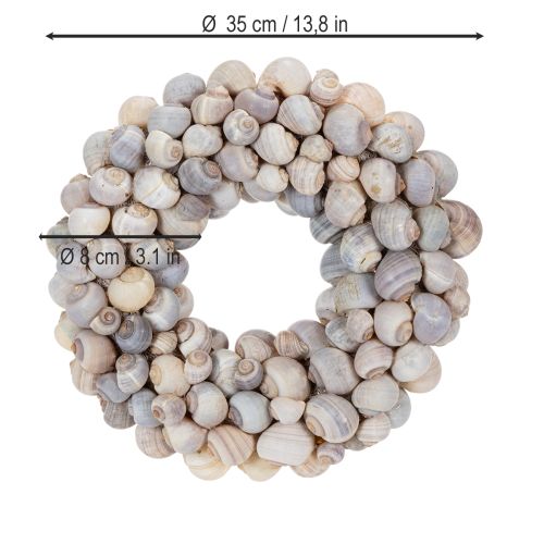 gjenstander Sneglekrans til oppheng, dekorativ krans, maritim stil, Nathai, Ø35 cm