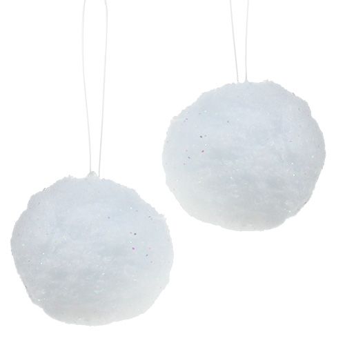 Floristik24 Snøball med glimmer 8cm 4stk