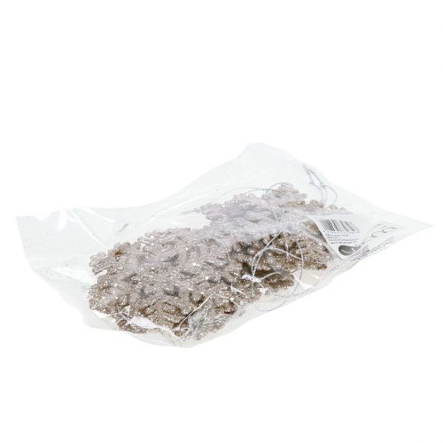 Floristik24 Snøfnugg til å henge, juledekorasjon, dekorativ iskrystallchampagne med glitter 12stk