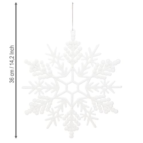gjenstander Snøfnuggdekorasjon til oppheng av vinterdekorasjon hvit 30 cm 3 stk
