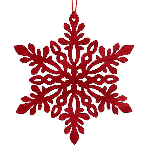 Floristik24 Snøfnuggved Ø8cm - Ø12cm natur/rød 12p