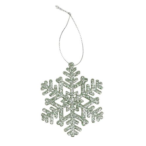 Floristik24 Snowflake Ø8cm mintgrønn med glitter 12stk