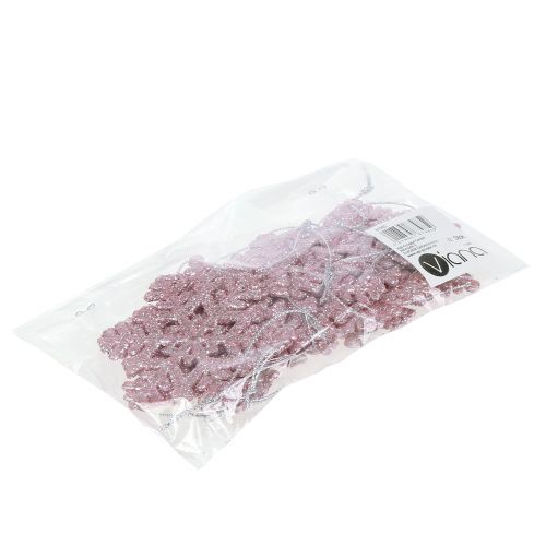 Floristik24 Snøfnugg Ø8cm rosa med glitter 12stk