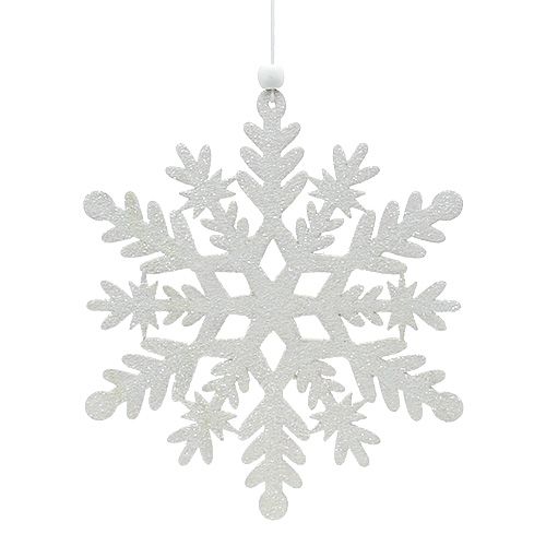 Floristik24 Snøfnugg hvit med glimmer 20cm 4stk