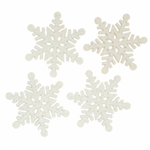 Floristik24 Scatter dekorasjon snøfnugg glitter hvit 5cm 48p