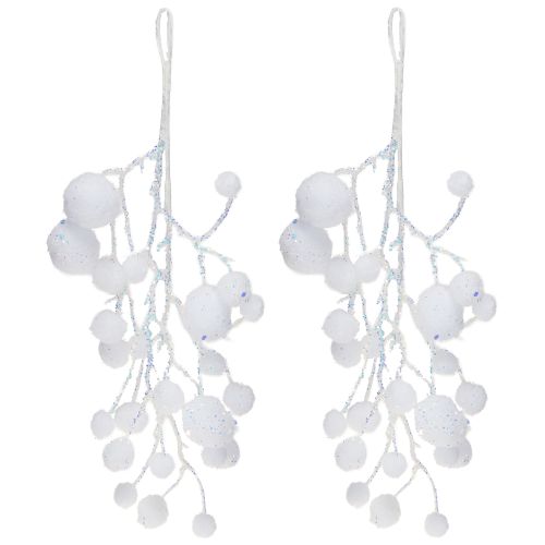 gjenstander Snøfnuggdekorasjonsgrener til oppheng av glitter 30 cm 2 stk