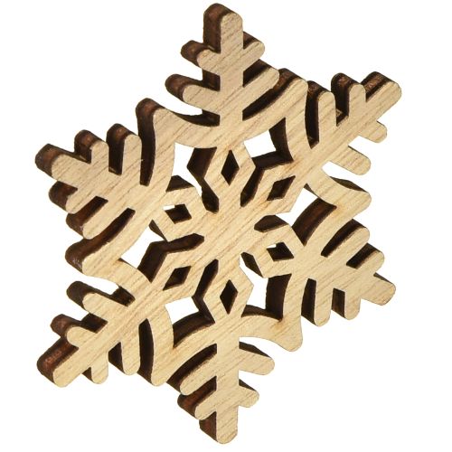 gjenstander Snøflak Tredekorasjon Hvit Naturfarget 3/5/7cm Assortert 36 stk