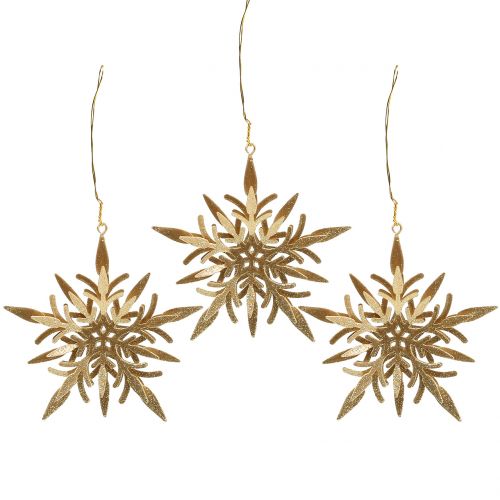 Floristik24 Snøkrystallgull 3D 13cm x 12,5cm 3stk