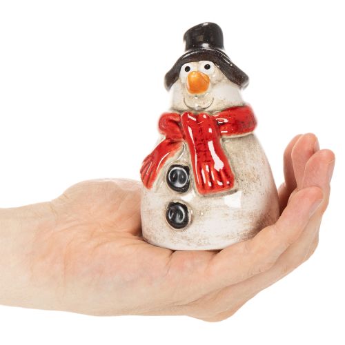 Snømannfigur med rødt skjerf, juledekorasjon, 10 cm | Floristik24.no