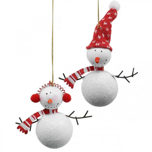 gjenstander Juletrepynt snømann til å henge metall 8,5 / 13cm 4stk