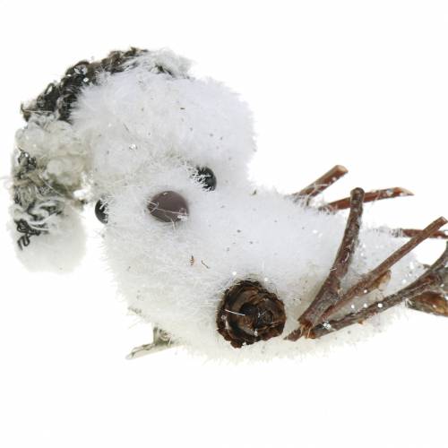 Floristik24 Snøfugl på klips 8cm x 6,5cm 6 stk