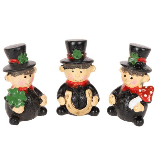 Lykkebringende skorsteinsfeierfigur til å lime, 5 cm, 6 deler