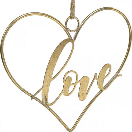 gjenstander Bokstaver Love hjerte deco metall gull til å henge opp 27cm