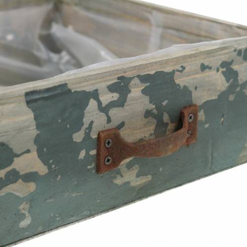 Floristik24 Skuff for å plante antikkblått treverk 24 × 22cm