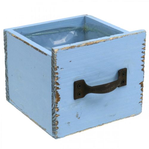 Floristik24 Plantekasse treskuff lyseblå shabby 12,5×12,5×10cm