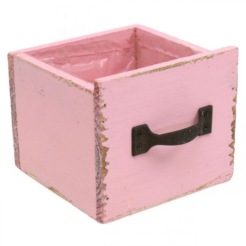Floristik24 Dekorativ skuff for planting av rosa tre shabby chic 12,5×12,5×10cm