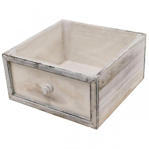 gjenstander Plantekasse treskuff antikk look krem 24/20/16/12cm sett med 4