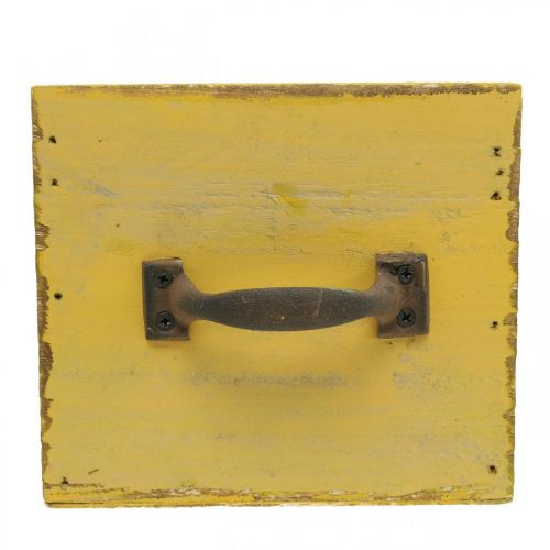 Floristik24 Dekorativ skuff vintage plantekasse tre gul 12,5×12,5×11cm