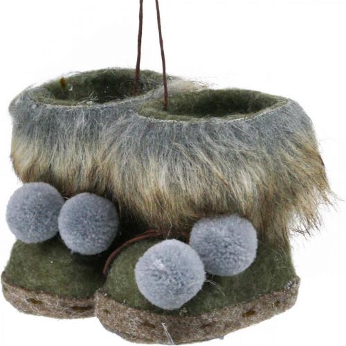 Floristik24 Juletrepynt støvler med boblegrønn/brun 8cm 3stk