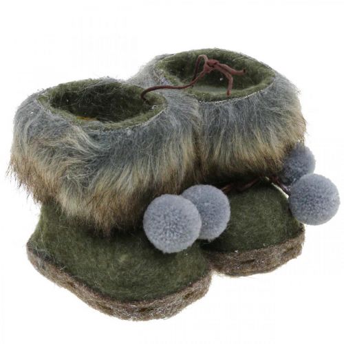 Floristik24 Juletrepynt støvler med boblegrønn/brun 8cm 3stk