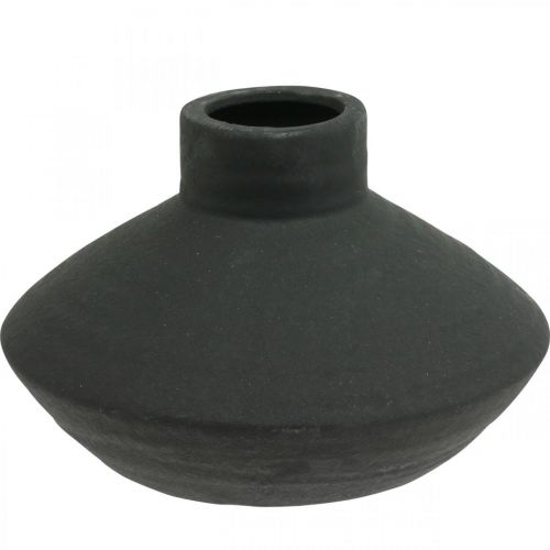 gjenstander Sort keramikkvase dekorativ vase flat pære H12,5cm