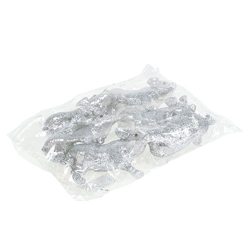 Floristik24 Gris med glitter sølv 9cm 6stk