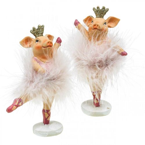Deco gris med krone ballerina figur rosa 12,5cm 2stk
