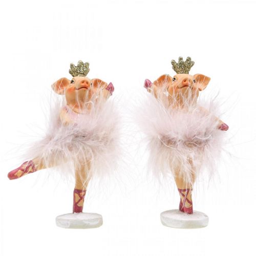 Floristik24 Deco gris med krone ballerina figur rosa 12,5cm 2stk
