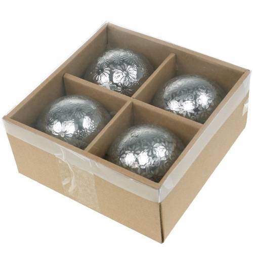 Floristik24 Flytende kuleblomster sølv metall Ø8cm assortert 4stk