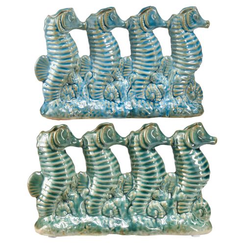 Seahorse Keramikk Blomstervase Blå Grønn L21cm 2stk