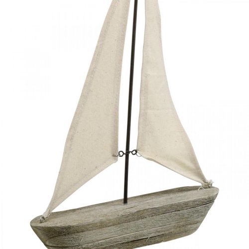 Floristik24 Seilbåt, båt laget av tre, maritim dekorasjon shabby chic naturlige farger, hvit H37cm L24cm