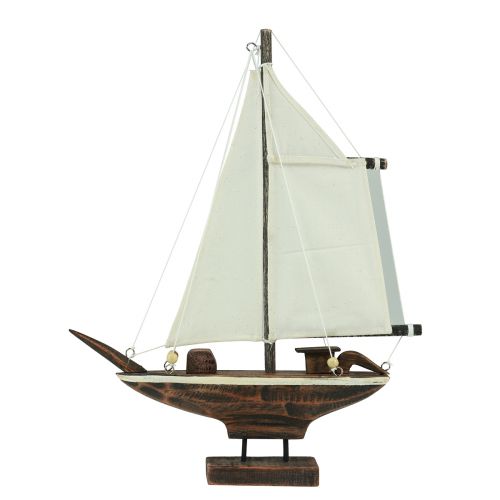 gjenstander Seilbåt dekorasjon skip furu brun 32×5×41cm