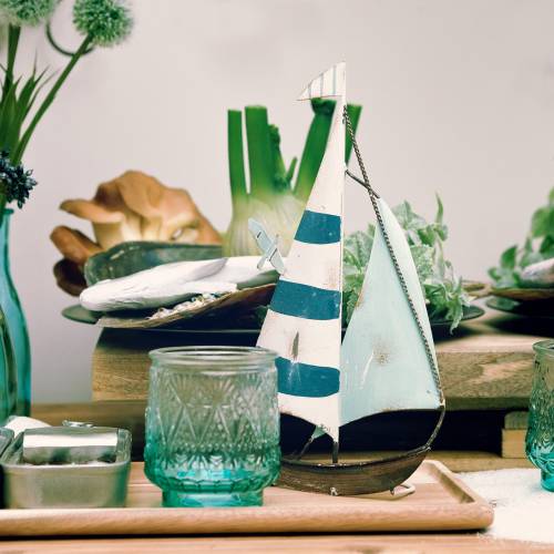 Floristik24 Seilbåt metall 15cm x 28cm