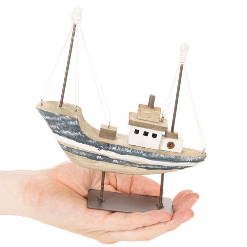 Skipsdekorasjon, maritim stil, tre med stativ, 20 cm | Floristik24.no