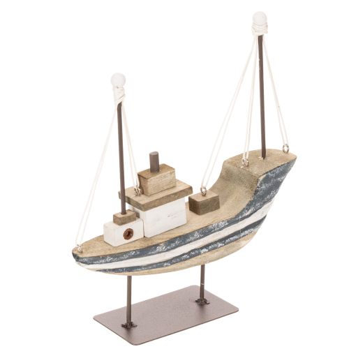 Skipsdekorasjon, maritim stil, tre med stativ, 20 cm | Floristik24.no