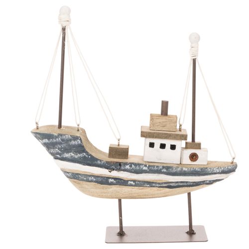 Skipsdekorasjon, maritim stil, tre med stativ, 20 cm | Floristik24.no