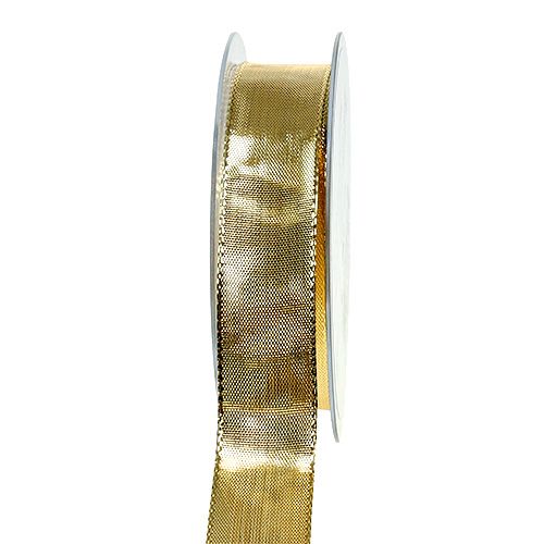gjenstander Gavebånd gull med trådkant 25mm 25m