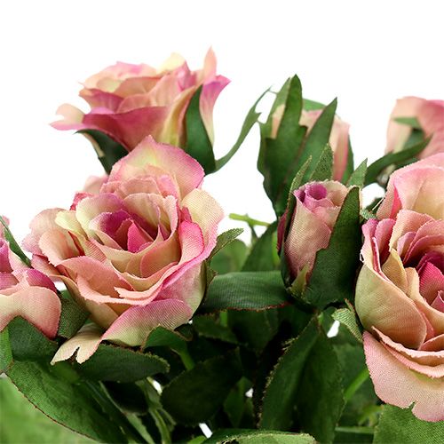 Silke stoff blomster rose bukett L26cm gammel rose 3stk | Floristik24.no