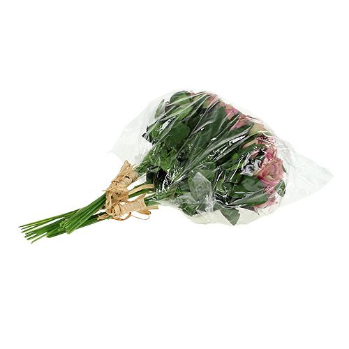 Silke stoff blomster rose bukett L26cm gammel rose 3stk | Floristik24.no
