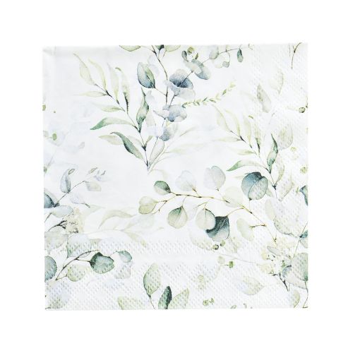 Floristik24 Servietter eukalyptus dekorativ borddekorasjon hvit 25x25cm 20stk