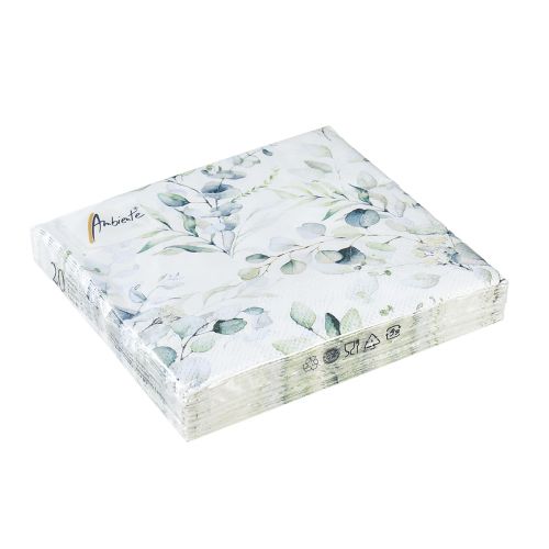 Floristik24 Servietter eukalyptus dekorativ borddekorasjon hvit 25x25cm 20 stk