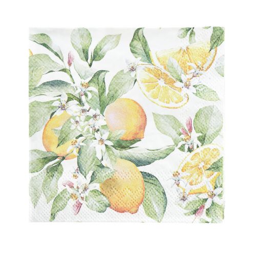 Floristik24 Servietter sommerborddekor sitrondekor 25x25cm 20 stk